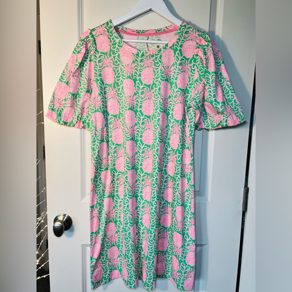 Lilly Pulitzer Pineapple Pink And Green Mercer Dress Size Large - Picture 5 of 11